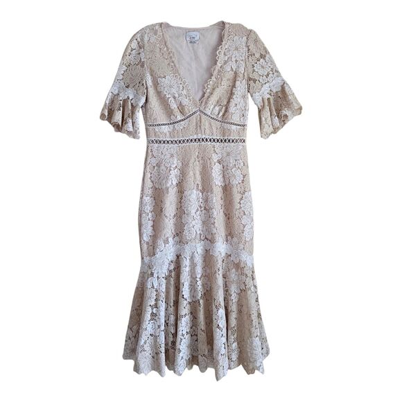 SAYLOR Dresses & Skirts - SAYLOR Women’s S Maggy Dress Ivory Beige Floral Lace Bridal Shower Wedding Lined